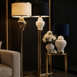 Candlelight beside a speckled vase